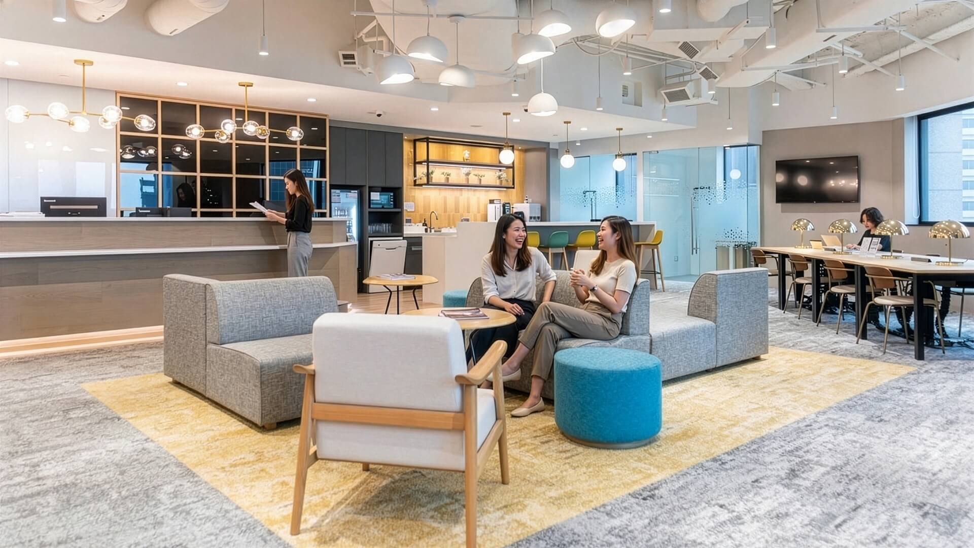 Serviced office lounge and coworking area at City Serviced Offices Singapore